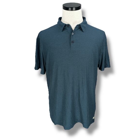 Vuori Polo Shirt Mens Large Heathered Blue Performance Short Sleeve Pullover - Picture 1 of 10